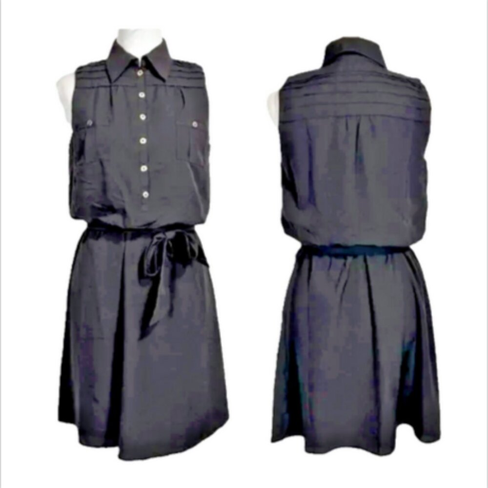 White House Black Market Black Colored Sleeveless Shirtdress w/Belt Size XXS.
